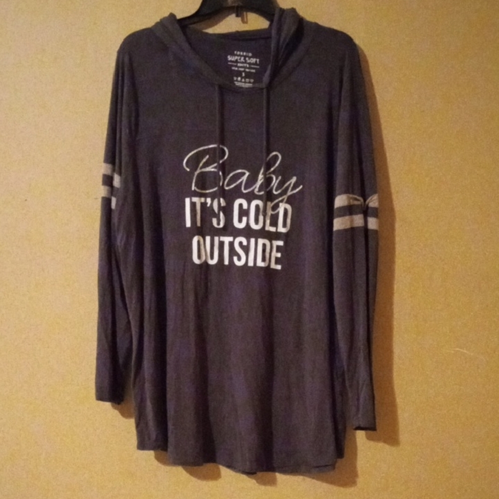 Torrid Gray Long Sleeve Tee with White Text